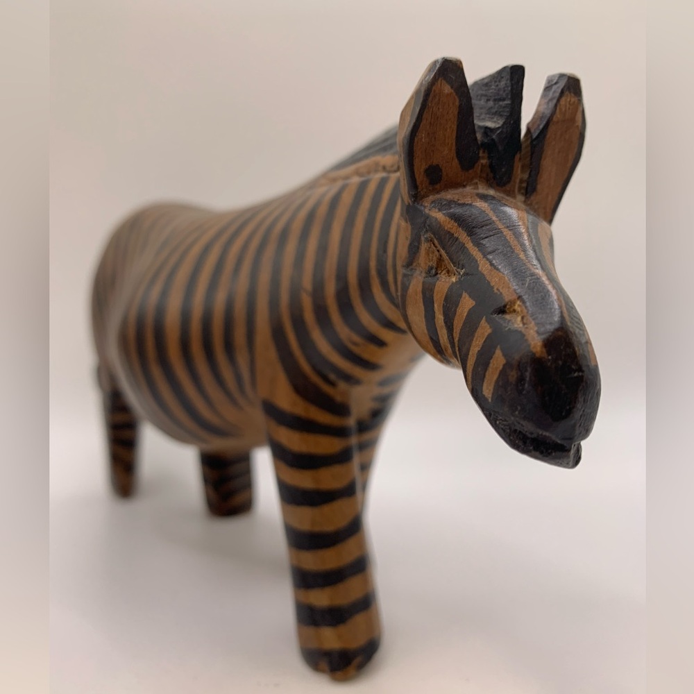 Handcrafted Wooden Zebra - Black and Brown